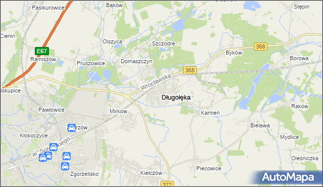 mapa Długołęka powiat wrocławski, Długołęka powiat wrocławski na mapie Targeo