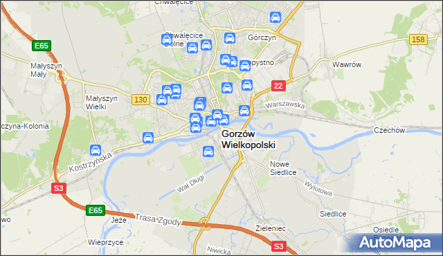 mapa Gorzów Wielkopolski, Gorzów Wielkopolski na mapie Targeo