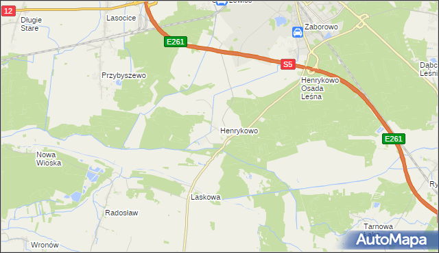 mapa Henrykowo gmina Święciechowa, Henrykowo gmina Święciechowa na mapie Targeo