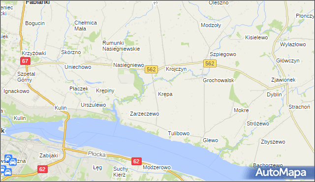 mapa Krępa gmina Dobrzyń nad Wisłą, Krępa gmina Dobrzyń nad Wisłą na mapie Targeo