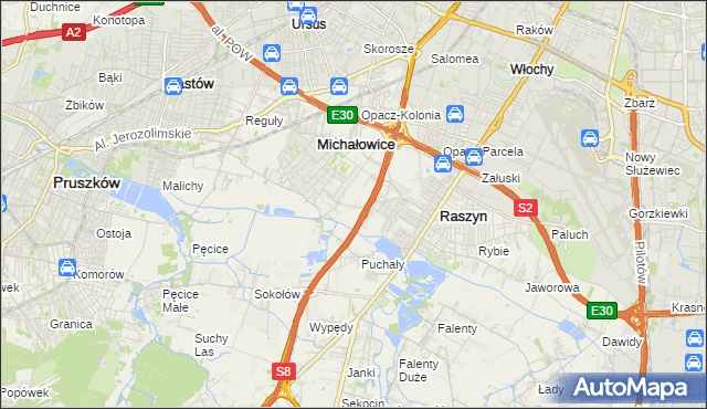 mapa Michałowice-Wieś, Michałowice-Wieś na mapie Targeo