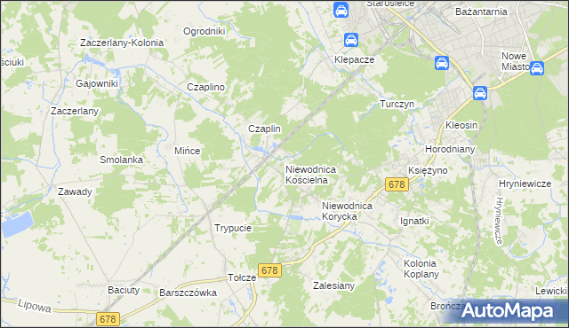 mapa Niewodnica Kościelna, Niewodnica Kościelna na mapie Targeo