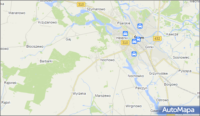 mapa Nochowo, Nochowo na mapie Targeo