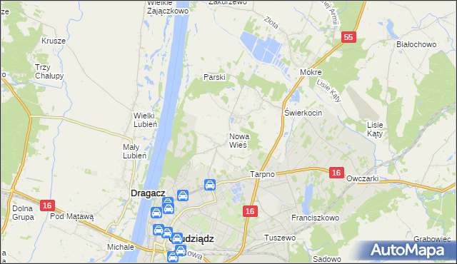 mapa Nowa Wieś gmina Grudziądz, Nowa Wieś gmina Grudziądz na mapie Targeo