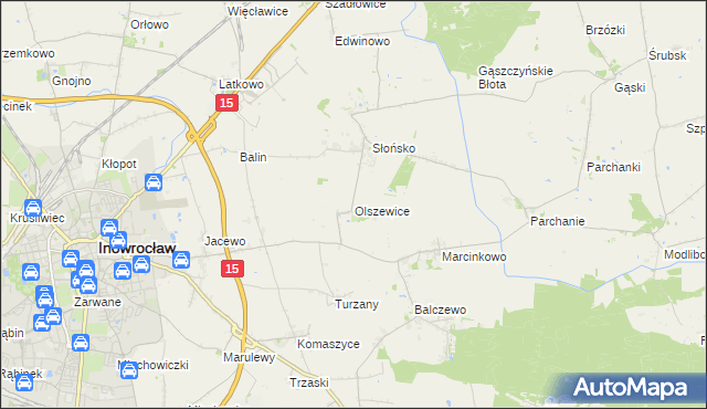 mapa Olszewice gmina Inowrocław, Olszewice gmina Inowrocław na mapie Targeo