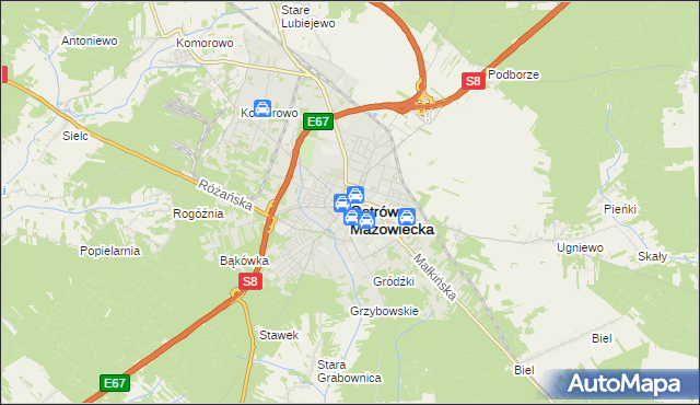 mapa Ostrów Mazowiecka, Ostrów Mazowiecka na mapie Targeo
