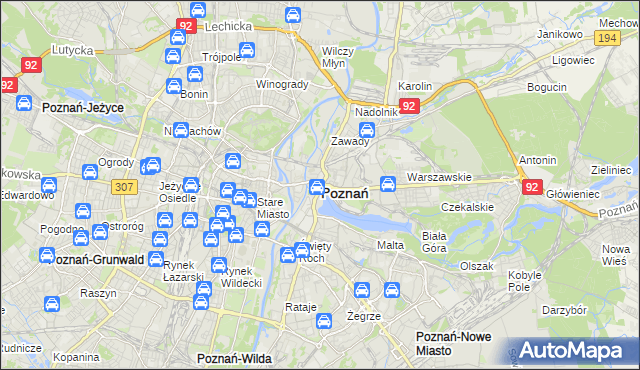 mapa Poznania, Poznań na mapie Targeo