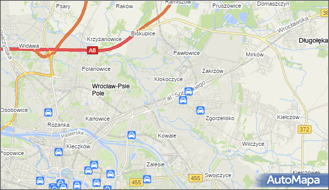 mapa Psie Pole gmina Wrocław, Psie Pole gmina Wrocław na mapie Targeo