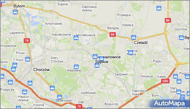 mapa Siemianowice Śląskie, Siemianowice Śląskie na mapie Targeo