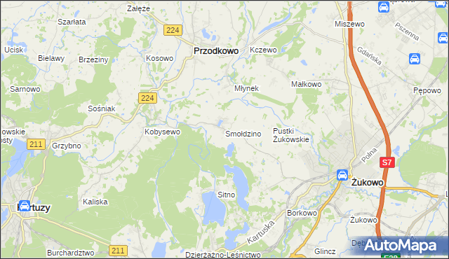 mapa Smołdzino gmina Przodkowo, Smołdzino gmina Przodkowo na mapie Targeo