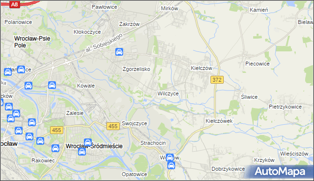 mapa Wilczyce gmina Długołęka, Wilczyce gmina Długołęka na mapie Targeo