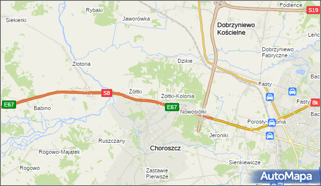 mapa Żółtki-Kolonia, Żółtki-Kolonia na mapie Targeo