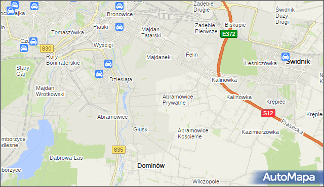 mapa Abramowice Prywatne, Abramowice Prywatne na mapie Targeo