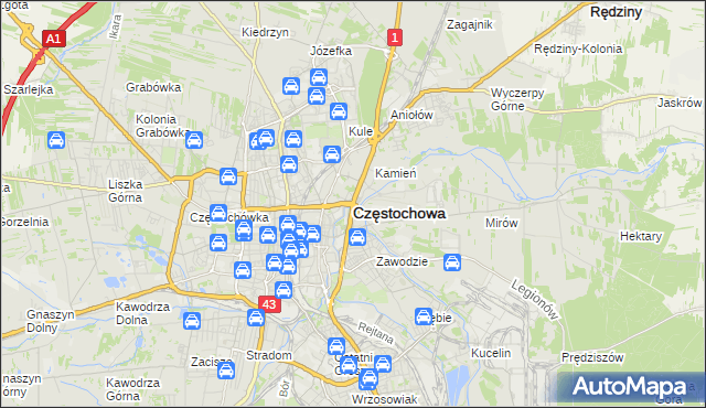 mapa Częstochowy, Częstochowa na mapie Targeo