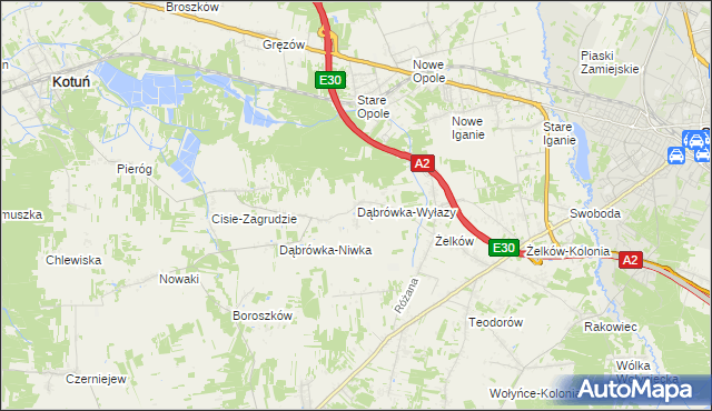 mapa Dąbrówka-Wyłazy, Dąbrówka-Wyłazy na mapie Targeo