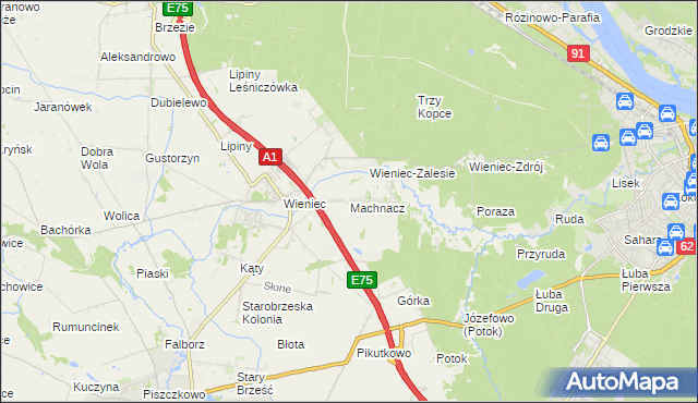 mapa Machnacz gmina Brześć Kujawski, Machnacz gmina Brześć Kujawski na mapie Targeo