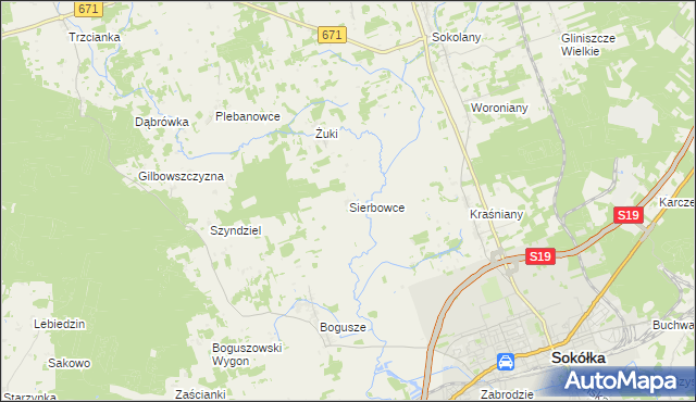 mapa Sierbowce, Sierbowce na mapie Targeo