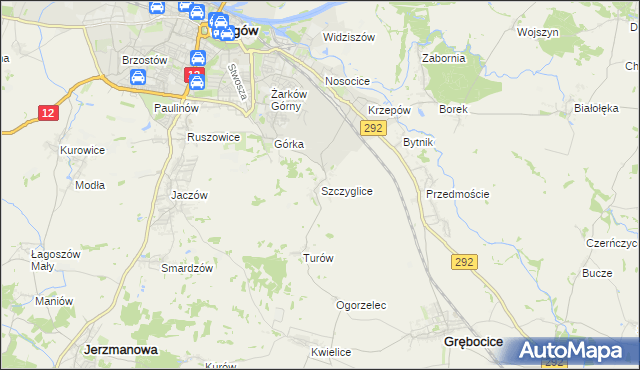 mapa Szczyglice gmina Głogów, Szczyglice gmina Głogów na mapie Targeo