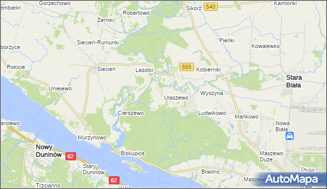 mapa Ulaszewo, Ulaszewo na mapie Targeo