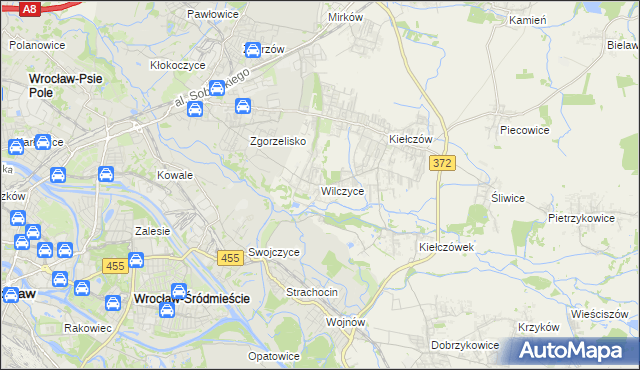 mapa Wilczyce gmina Długołęka, Wilczyce gmina Długołęka na mapie Targeo