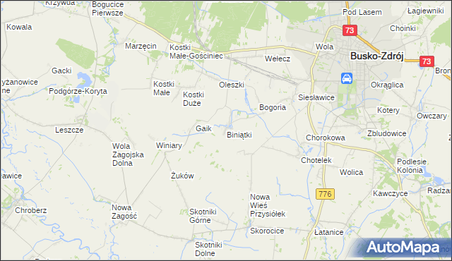 mapa Biniątki, Biniątki na mapie Targeo