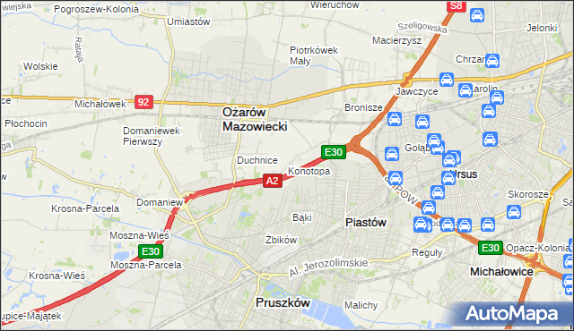 mapa Konotopa gmina Ożarów Mazowiecki, Konotopa gmina Ożarów Mazowiecki na mapie Targeo