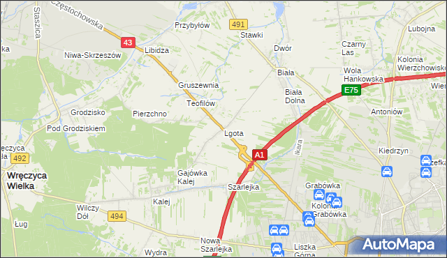mapa Lgota gmina Kłobuck, Lgota gmina Kłobuck na mapie Targeo