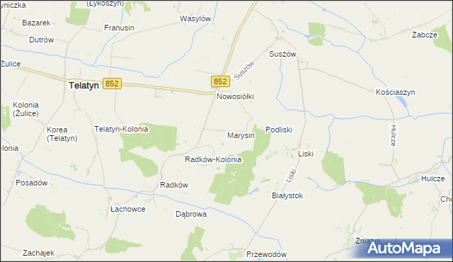 mapa Marysin gmina Telatyn, Marysin gmina Telatyn na mapie Targeo