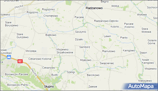 mapa Sambórz gmina Słupno, Sambórz gmina Słupno na mapie Targeo