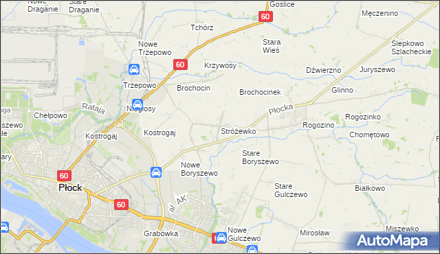 mapa Stróżewko gmina Radzanowo, Stróżewko gmina Radzanowo na mapie Targeo