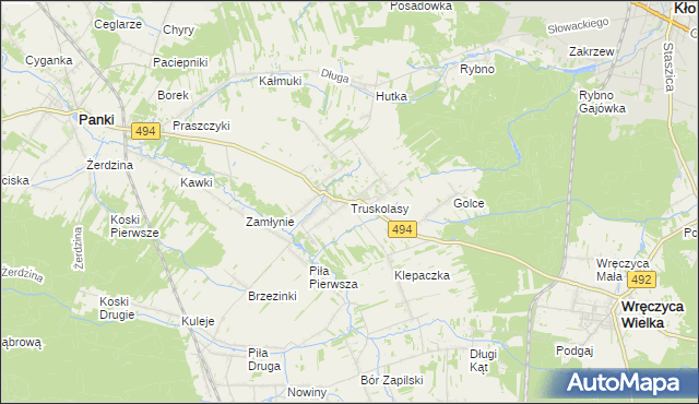 mapa Truskolasy gmina Wręczyca Wielka, Truskolasy gmina Wręczyca Wielka na mapie Targeo