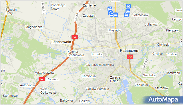 mapa Łoziska, Łoziska na mapie Targeo