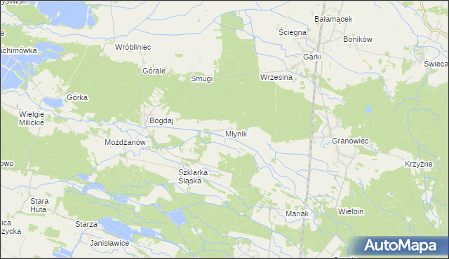 mapa Młynik gmina Sośnie, Młynik gmina Sośnie na mapie Targeo