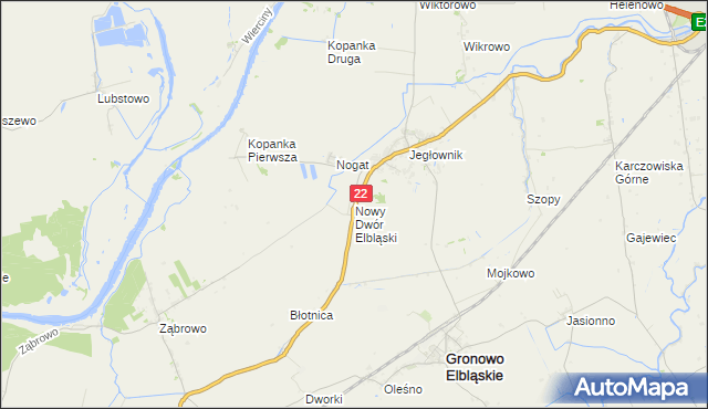 mapa Nowy Dwór Elbląski, Nowy Dwór Elbląski na mapie Targeo