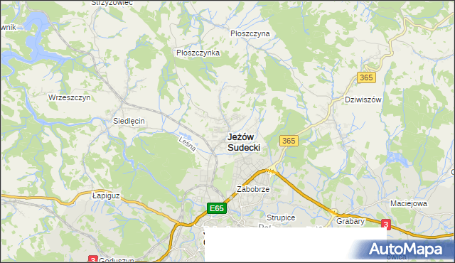 mapa Jeżów Sudecki, Jeżów Sudecki na mapie Targeo