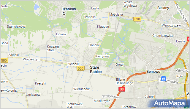 mapa Kwirynów gmina Stare Babice, Kwirynów gmina Stare Babice na mapie Targeo