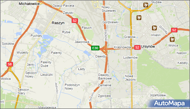mapa Dawidy gmina Raszyn, Dawidy gmina Raszyn na mapie Targeo
