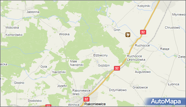 mapa Elżbieciny, Elżbieciny na mapie Targeo