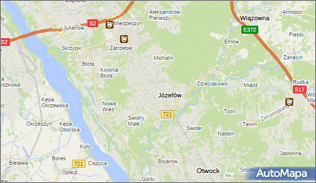 mapa Józefów powiat otwocki, Józefów powiat otwocki na mapie Targeo