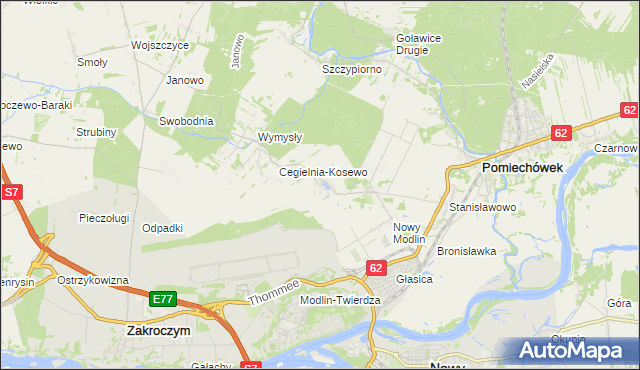 mapa Kosewo gmina Pomiechówek, Kosewo gmina Pomiechówek na mapie Targeo