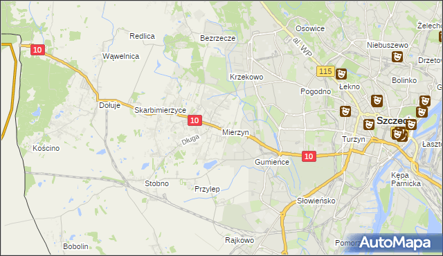 mapa Mierzyn gmina Dobra (Szczecińska), Mierzyn gmina Dobra (Szczecińska) na mapie Targeo