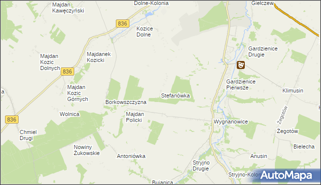 mapa Stefanówka gmina Piaski, Stefanówka gmina Piaski na mapie Targeo