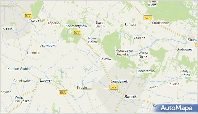 mapa Czyżew gmina Sanniki, Czyżew gmina Sanniki na mapie Targeo