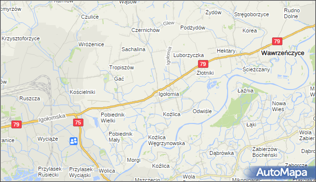 mapa Igołomia, Igołomia na mapie Targeo