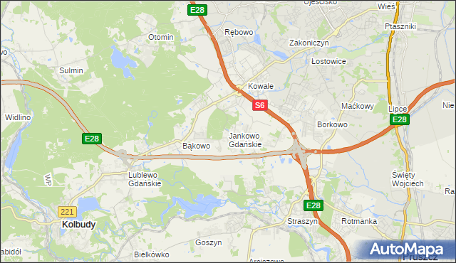 mapa Jankowo Gdańskie, Jankowo Gdańskie na mapie Targeo