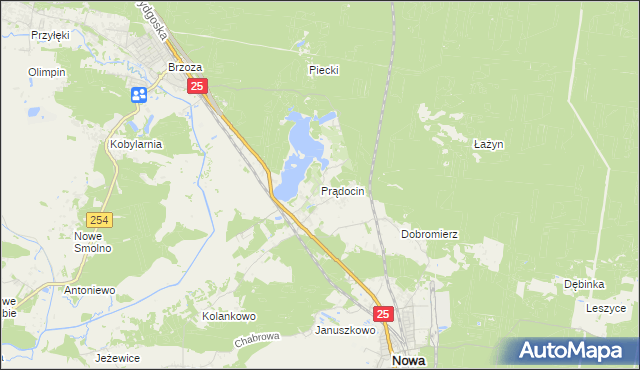 mapa Prądocin gmina Nowa Wieś Wielka, Prądocin gmina Nowa Wieś Wielka na mapie Targeo