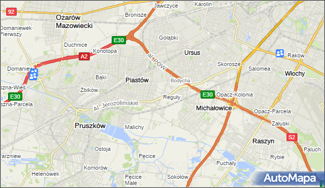 mapa Reguły, Reguły na mapie Targeo