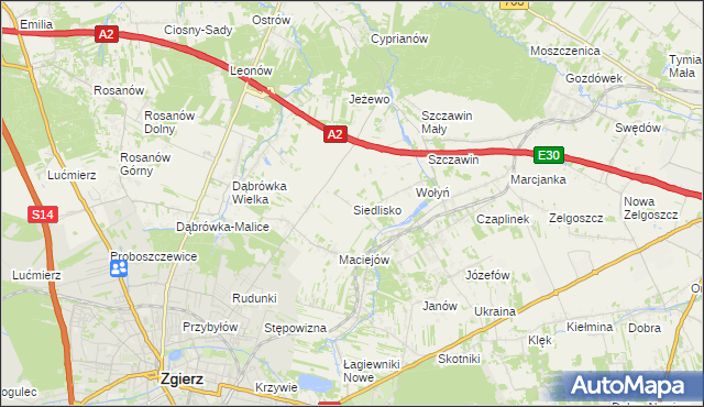 mapa Siedlisko gmina Zgierz, Siedlisko gmina Zgierz na mapie Targeo