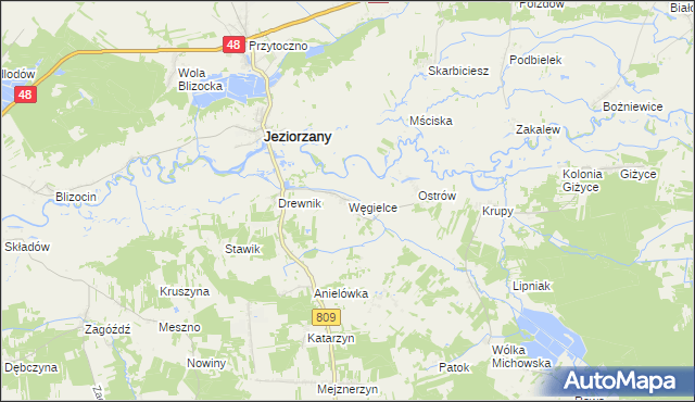 mapa Węgielce, Węgielce na mapie Targeo