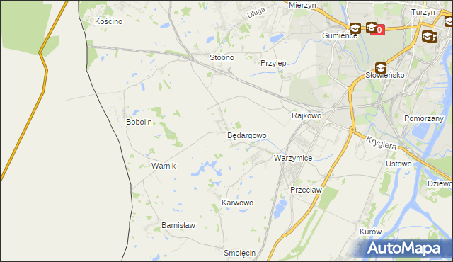 mapa Będargowo gmina Kołbaskowo, Będargowo gmina Kołbaskowo na mapie Targeo